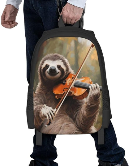 Sloth Playing Music Notebook Backpack Fits 15 Inch Laptop Lightweight Travel Backpack Casual Daypack