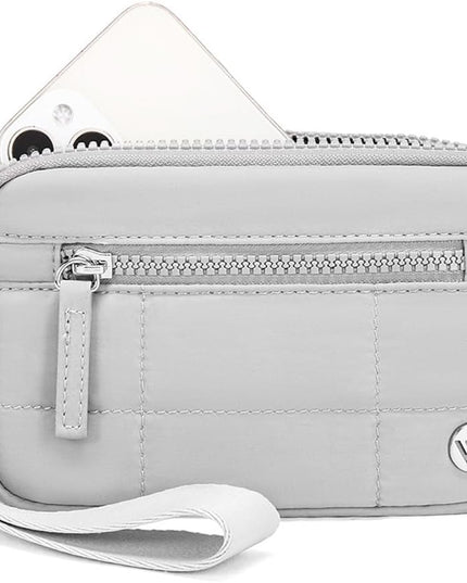 WESTBRONCO Wristlet Wallets for Women Nylon Quilted RFID Wallet with 3 Zipper Purse for Travel