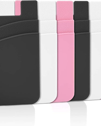 Senose Phone Wallet Stick On, Phone Card Holder Back of Cellphone Sleeve Pocket Strong Adhesive Compatible for iPhone, Samsung, Most Android Smart Phones Pack of 6