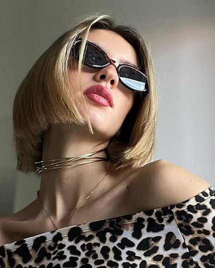 90s Sunglasses for Women Men Retro Small Oval Sunglasses