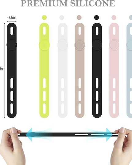 Donruby 30Pcs Silicone Cable Ties - Reusable & Washable with Adjustable Locking Buckles, High Elasticity Cable Management Straps for Home, Office, School, Travel Essential Cord Organizer (6 Colors)