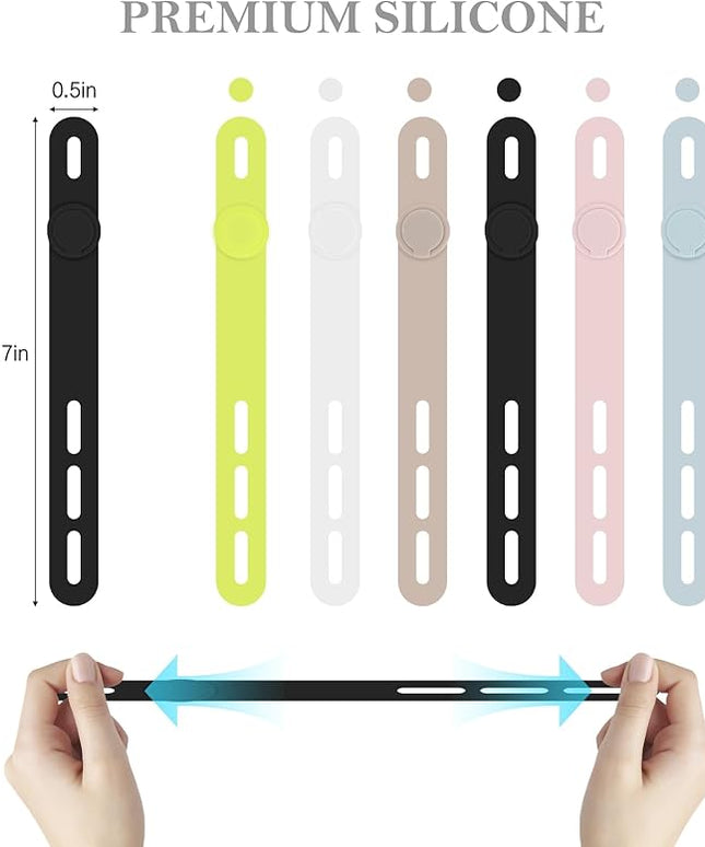 Donruby 30Pcs Silicone Cable Ties - Reusable & Washable with Adjustable Locking Buckles, High Elasticity Cable Management Straps for Home, Office, School, Travel Essential Cord Organizer (6 Colors)