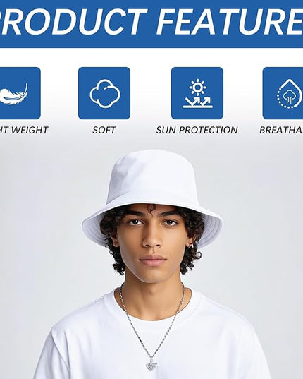 DASSNANE Sublimated Bucket Hats Bulk Solid Color DIY Blank Hat Bucket Hats for Men, Women and Adults