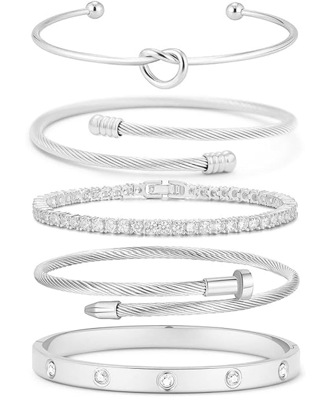 18 K Gold Plated Love Bangle Bracelet Stack Cuff Jewelry for Women Jewelry Set for Women Gift with Box
