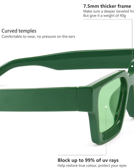 Trendy Square Sunglasses for Men Women Fashion Thick Rectangle Sun Glasses UV Protection Shades Designer Style