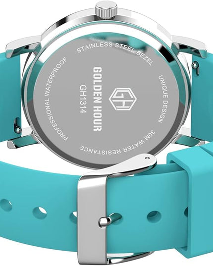 GOLDEN HOUR Waterproof Nurse Watch for Medical Professionals, Students Women Men - Military Time Luminouse Easy Read Dial, 24 Hour with Second Hand, Colorful Silicone Band