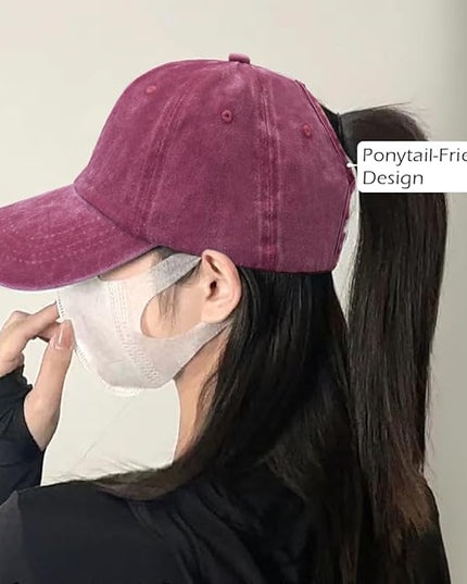 YeeHeen Ponytail Baseball Cap for Women High Messy Bun Caps Washed Cotton Hats