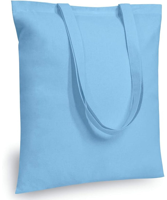 TOPDesign 6-Pack Economical 16"x15" Baby Blue Cotton Tote Bag, Lightweight Medium Reusable Grocery Shopping Cloth Bags, Suitable for DIY, Advertising, Promotion, Gift, Activity