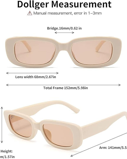 Dollger Rectangle Sunglasses for Women Men Trendy Retro Fashion Sunglasses UV 400 Protection Square Fram