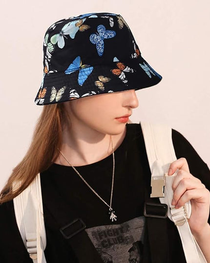 XYIYI Cute Bucket Hat Beach Fisherman Hats for Women, Reversible Double-Side-Wear