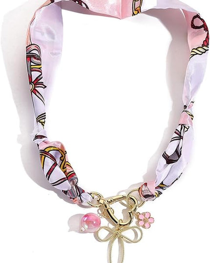 HETICA Scarf Necklace for Women Silk Western Charm Necklaces Fashion Accessory Jewelry Gift