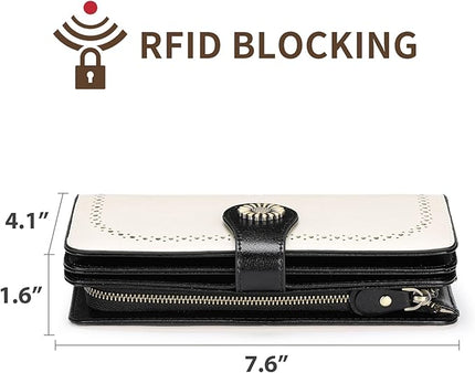 SENDEFN Wallets for Women Leather Credit Card Holder with RFID Blocking Large Capacity Wristlet | with RFID Blocking, Large Capacity, Wristlet, with RFID Blocking, Large Capacity, Wristlet