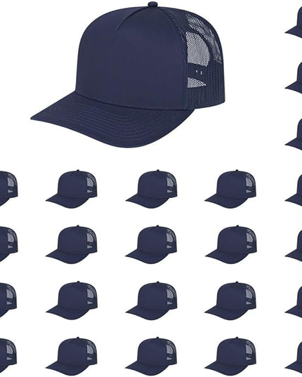 Cap America i3039 Classic 5 Panel Mid Profile Structured Trucker Mesh Back Cap w/ & Adjustable Snapback