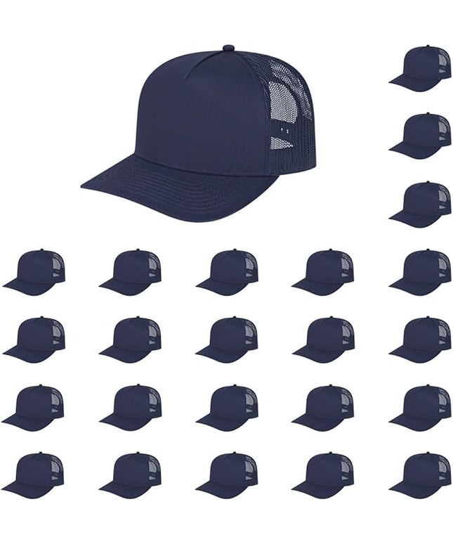 Cap America i3039 Classic 5 Panel Mid Profile Structured Trucker Mesh Back Cap w/ & Adjustable Snapback