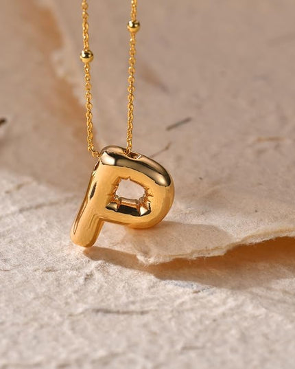 LUCA SMITH Initial Necklaces for Women, Dainty Balloon Bubble Letter, Name Letter Alphabet Pendant Layered Choker Chain Jewelry Gift