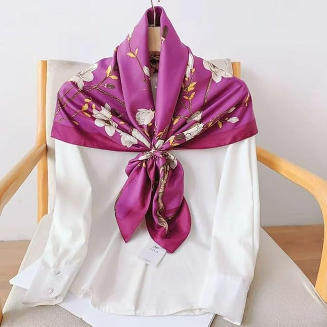 Julunar Silk Like Head Scarf for Women - Satin Large Hair Scarves - 35" Square Silk Hair Wrap for Sleeping with Gift Packed