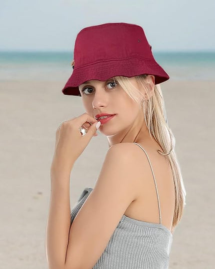 Falari Men Women Unisex Cotton Bucket Hat 100% Cotton Packable for Travel Fishing Hunting Summer Camp