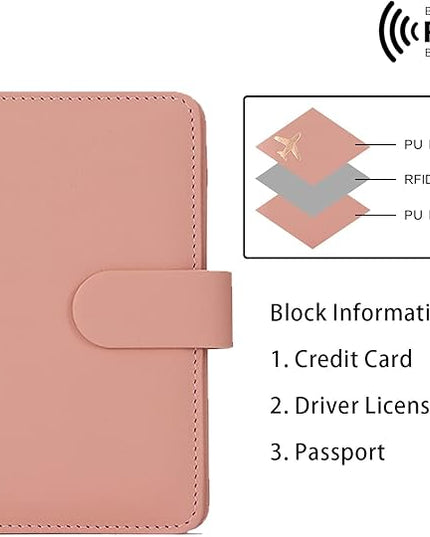 Melsbrinna Rfid Passport Holder for Travel women/Men, Cute Passport Wallet Rfid Blocking Card Slots, Rfid Passport Cover/CaseTravel Wallet, Passport Book Holder (1, Pink)