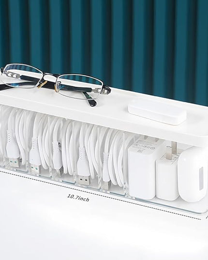 Charger Cable Cord Storage Organizer Box - 1 Pack With Lid - Easy Storage Without Cable Ties