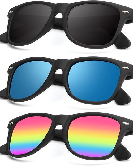 KALIYADI Polarized Sunglasses for Men and Women Matte Finish Sun glasses Color Mirror Lens UV Blocking (3 Pack)