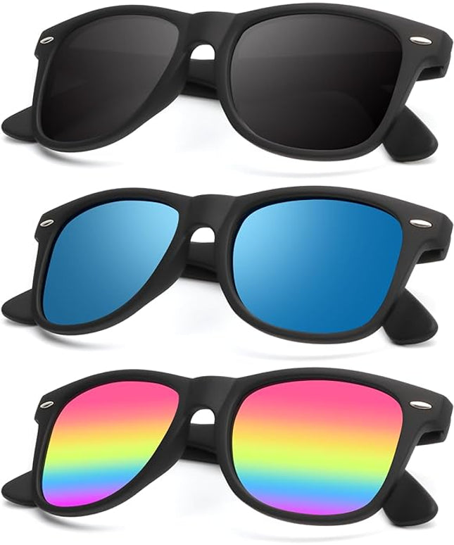 KALIYADI Polarized Sunglasses for Men and Women Matte Finish Sun glasses Color Mirror Lens UV Blocking (3 Pack)