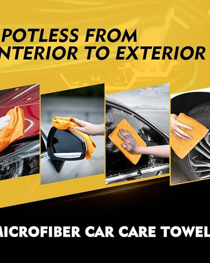 HOMEXCEL Yellow Microfiber Cleaning Cloths 12 Pack, 12.5 x 12.5 inch Microfiber Towel for Cars, Ultra Absorbent Car Washing Cloth, Lint Free Streak Free Cleaning Rags for Car, Kitchen, and Window