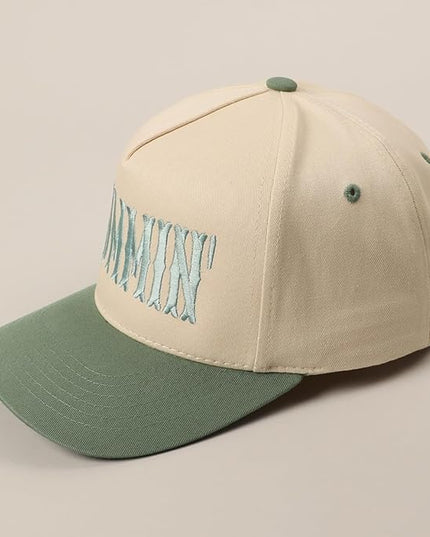 MIRMARU Two-Tone Vintage Canvas Trucker Hats for Men & Women, Adjustable Size Baseball Caps with Trendy Embroidered Design