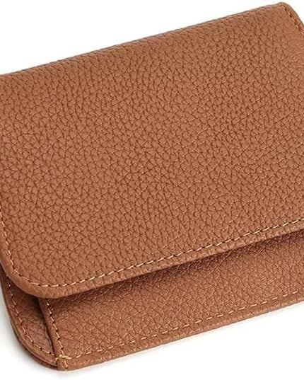 Mudono Small Wallet for Women RFID Blocking Genuine Leather Card Case Slim Tri-Fold Wallet with Zipper Pocket and Keychain