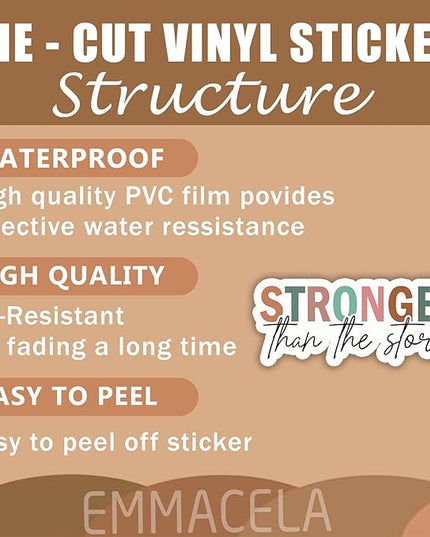 (3PCS) Stronger Than The Storm Sticker, Inspirational Stickers - Motivational Vinyl Decal for Laptop, Tumbler, Water Bottle, Scrapbook Size 3" x 1.2 "