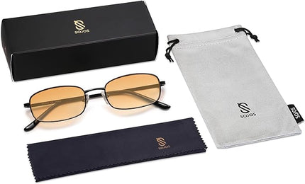 SOJOS Small Trendy Rectangle Sunglasses Womens Mens, Retro 80s 90s Y2k Chic Narrow Thin Skinny Sunnies SJ1187