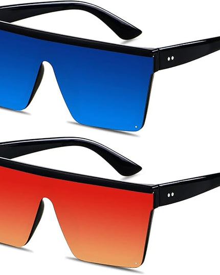 LYZOIT Square Oversized Sunglasses for Women Men Big Flat Top Fashion Shield Large UV Protection Rimless Shades