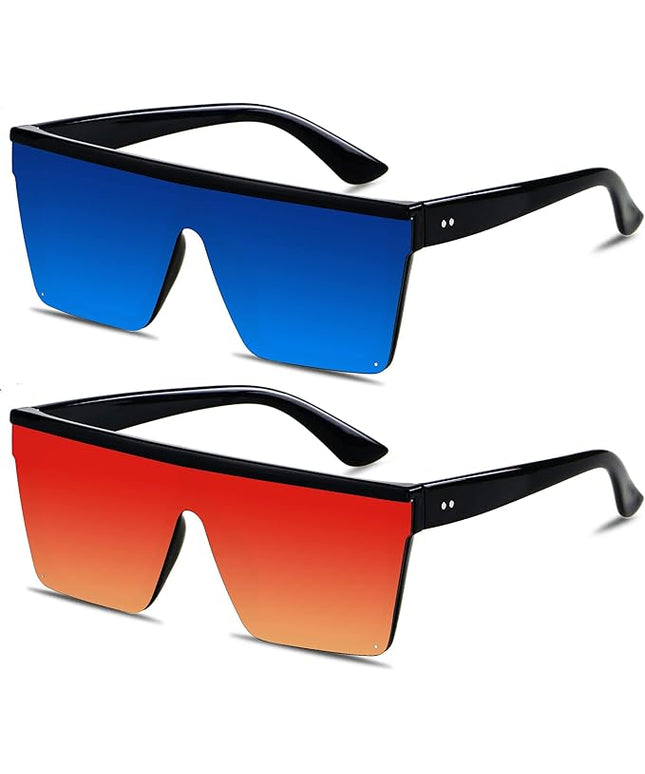 LYZOIT Square Oversized Sunglasses for Women Men Big Flat Top Fashion Shield Large UV Protection Rimless Shades