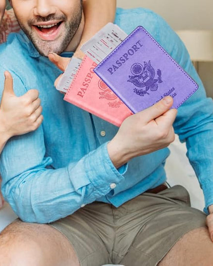 Eoehro Passport Holder for Travel Essentials-2Pack, Passport Wallet Cover Case for Travel Must Haves Accessories,Passport Book Holders for Women and Men
