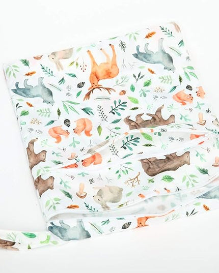 Wet Dry Bag Baby Cloth Diaper NappyReusable Washable With Two Zippered Pockets (Watercolour Animals)