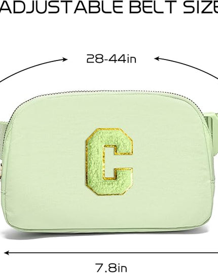 Gitus Gifts for 8 9 10 11 12 Year Old Girls Belt Bag Fanny Pack Crossbody Bags with Initial Letter Patch Cute Stuff Birthday Gifts for Teen Girls Women Personalized Trend Stuff (Light Green-C)