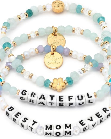 Little Words Project Mother's Day Gifts, The Original Word Bracelet, Made with Colorful Beads and Plated Brass Hardware, Handcrafted Design & Positive Message
