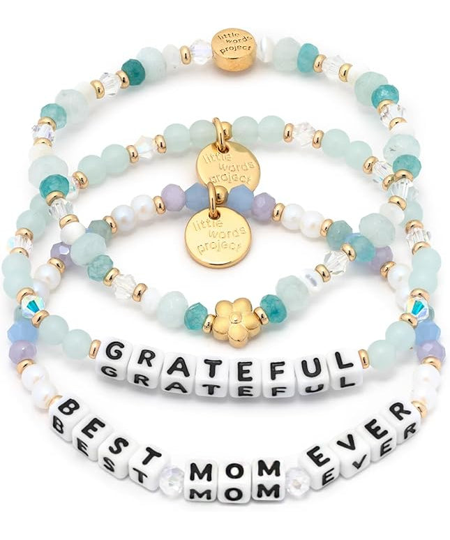 Little Words Project Mother's Day Gifts, The Original Word Bracelet, Made with Colorful Beads and Plated Brass Hardware, Handcrafted Design & Positive Message