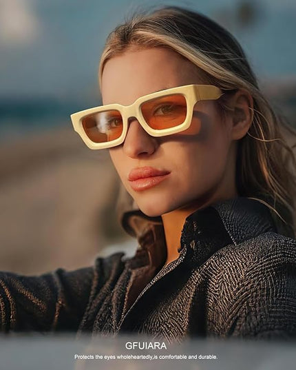 Trendy Square Sunglasses for Men Women Fashion Thick Rectangle Sun Glasses UV Protection Shades Designer Style