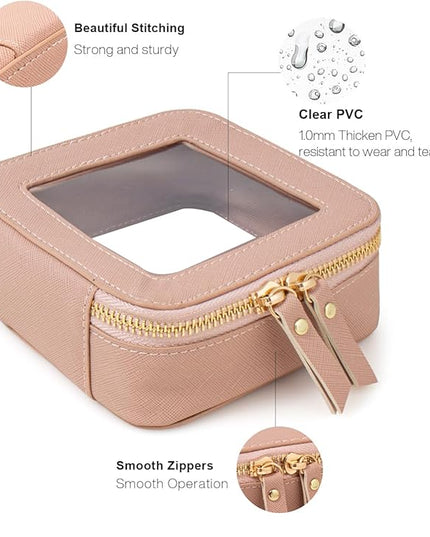 Travel Clear Makeup Bag Set, TSA Approved Cosmetic Bag Case with Zipper Portable Makeup Pouch Toiletry Bag Traveling Cosmetic Organizer Storage Bag Car Organizer Car Essentials