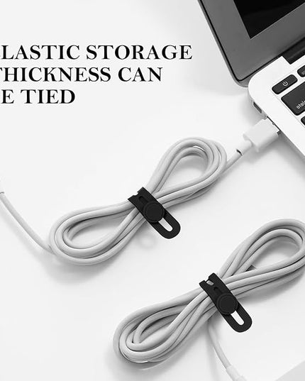 Donruby 30Pcs Silicone Cable Ties - Reusable & Washable with Adjustable Locking Buckles, High Elasticity Cable Management Straps for Home, Office, School, Travel Essential Cord Organizer (Black)