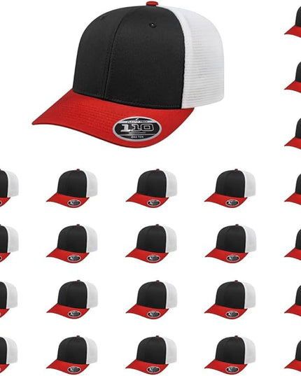 Cap America i8502 Flexfit 110 Premium Mid Profile 6-Panel Mesh Back Trucker Cap Hat w/UV Guard & Adjustable Snapback