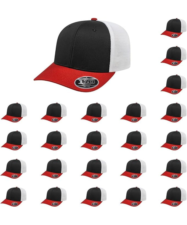 Cap America i8502 Flexfit 110 Premium Mid Profile 6-Panel Mesh Back Trucker Cap Hat w/UV Guard & Adjustable Snapback