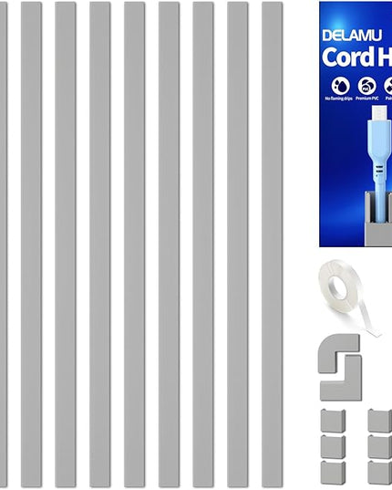 Delamu 157in Cord Covers for Wires on Wall, Cord Hider for 1 Cord, Paintable Cable Hider, Cable Management Wire Covers for Cords, W0.55 H0.4in, Grey
