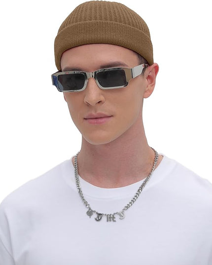 ROYBENS Thin Swag Wool Short Fisherman Beanie for Men Women, Knit Cuff Trawler Beanie Watch Hat, Soft Spring Fall Skull Cap