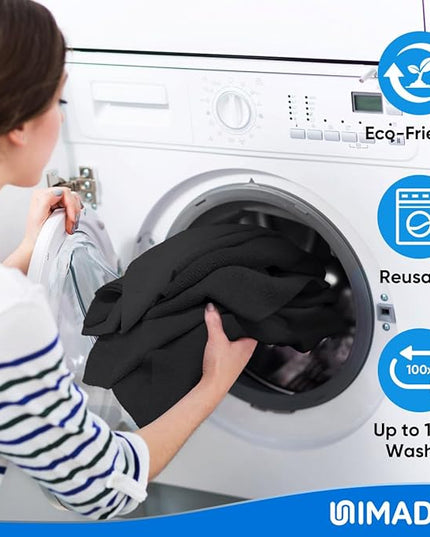 Microfiber Cleaning Cloth, 20 Pack Reusable Microfiber Towels for Cars Lint Free Cleaning Shop Towel Rags for Home Kitchen Automotive Bar Mechanic Restaurant Garage, 11.5"x 11.5", Black