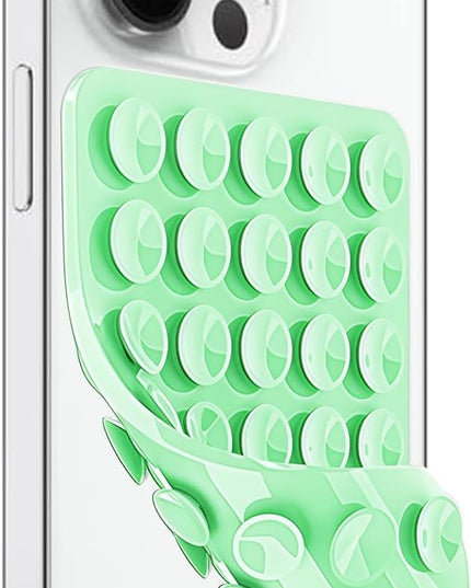 Anteel Silicone Suction Cup Phone Case Mount Double Sided, Hands-Free Strong Grip Silicon Phone Holder for Selfies and Videos, Non Slip Phone Accessories (Light Green)