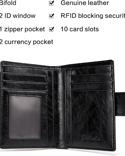 BOSTANTEN Women Leather Wallet RFID Blocking Small Bifold Zipper Pocket Wallet Card Case Purse with ID Window