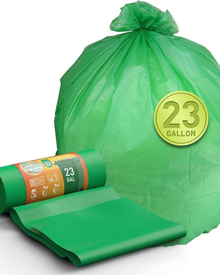 Compostable Trash Bags 23 gallon Large Garbage Bags,20 Count, Fits13-25 gallon trash can, Extra Strong and Durable,Compostable Lawn & Leaf Yard Waste bags,ASTM D6400,Bpi &OK compost HOME certified