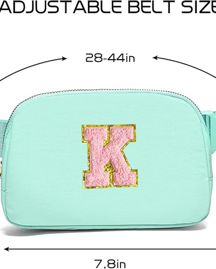 Gitus Belt Bag Fanny Pack Crossbody Bags with Initial Letter Patch Cute Stuff Birthday Gifts for Teenager Girls Trendy Preppy Stuff for Teen Girls Cool Stuff for Teens (Mint Green-K)
