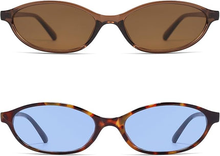 Retro Oval Cat Eye Sunglasses for Women Y2k Trendy Narrow Sunnies Designer Sun Glasses AR82253